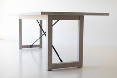 Modern whitewash white oak dining table shown from above