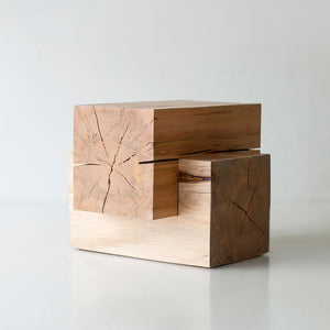 Wood Beam End Table Tetris, Image 01