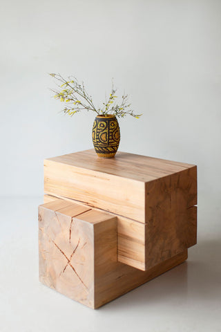 Wood Beam End Table Tetris, Image 07