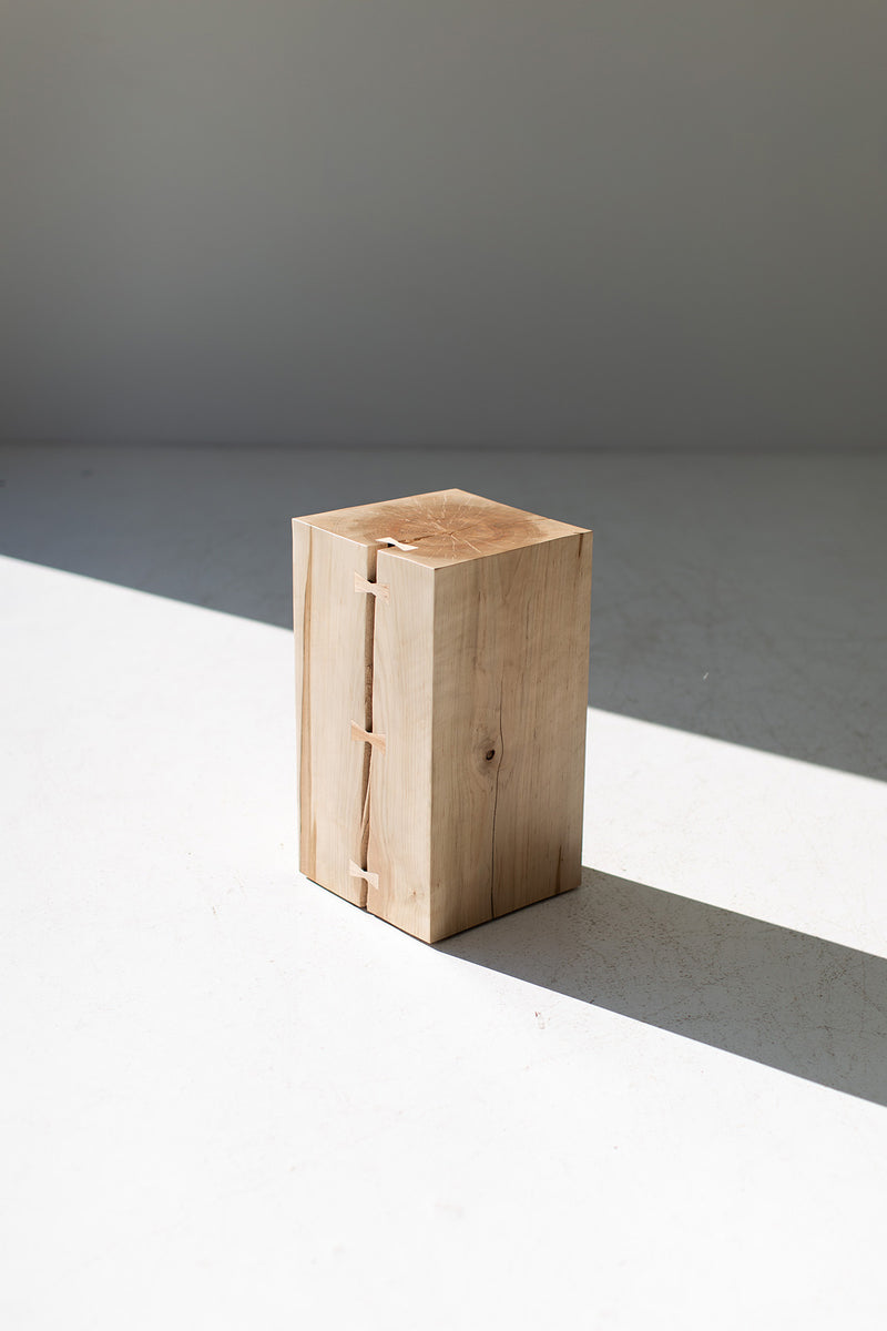 Close-up of the commercial grade finish on the wood side table
