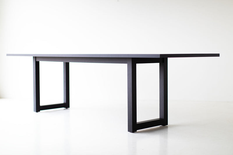Modern luxury black walnut dining table by Bertu Home, front view