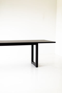 Close-up of the modern dining table legs and base