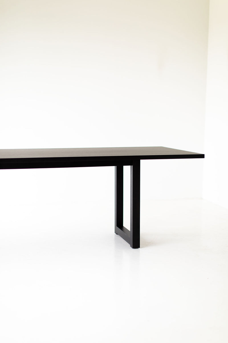 Close-up of the modern dining table legs and base