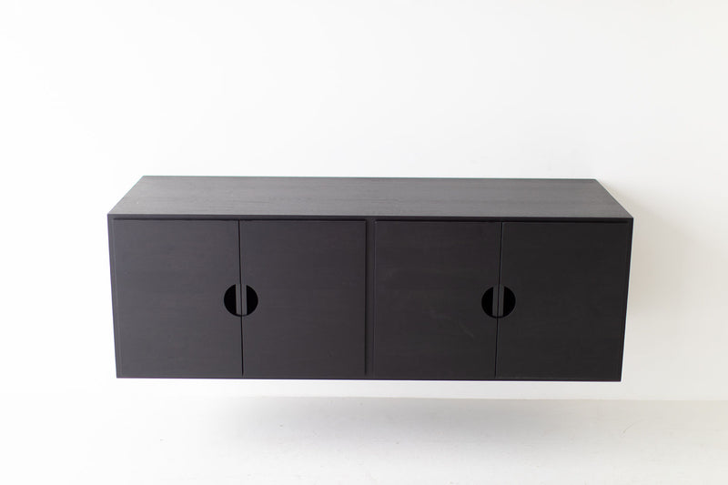 Modern floating cabinet in solid black walnut