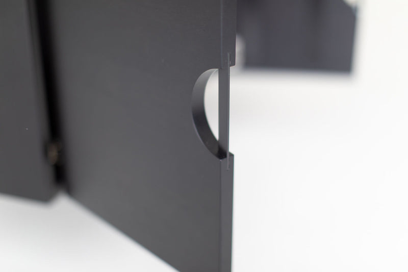 Close-up of the modern cabinet's interior storage