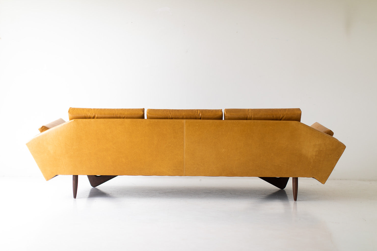 Jetson Modern Wood Sofa in Leather - 1404