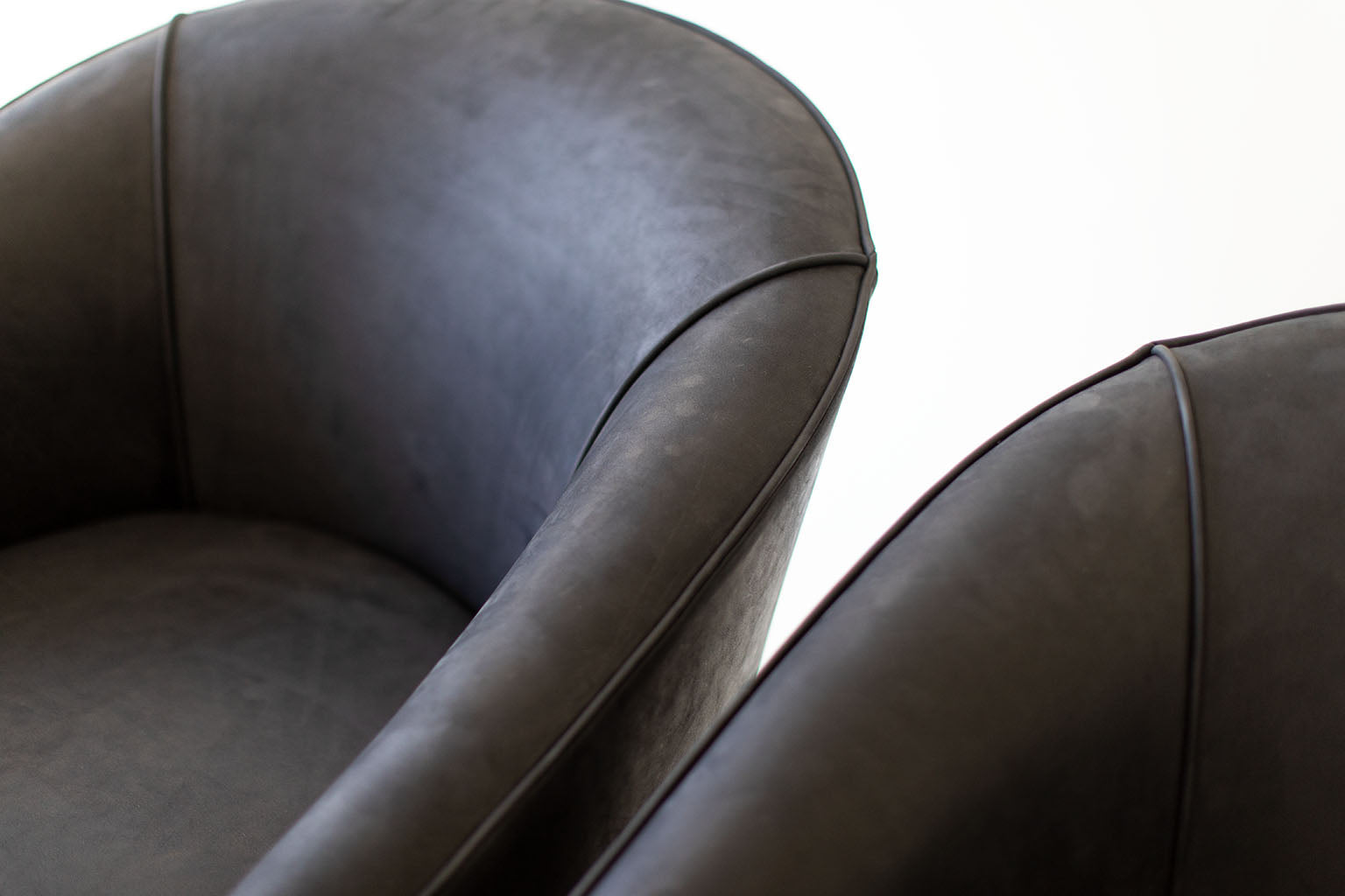 Lawrence Peabody Club Chairs — Modern Luxury Lounge Chairs in Oak & White Thick Weave Fabric or Walnut & Leather by Craft Associates®