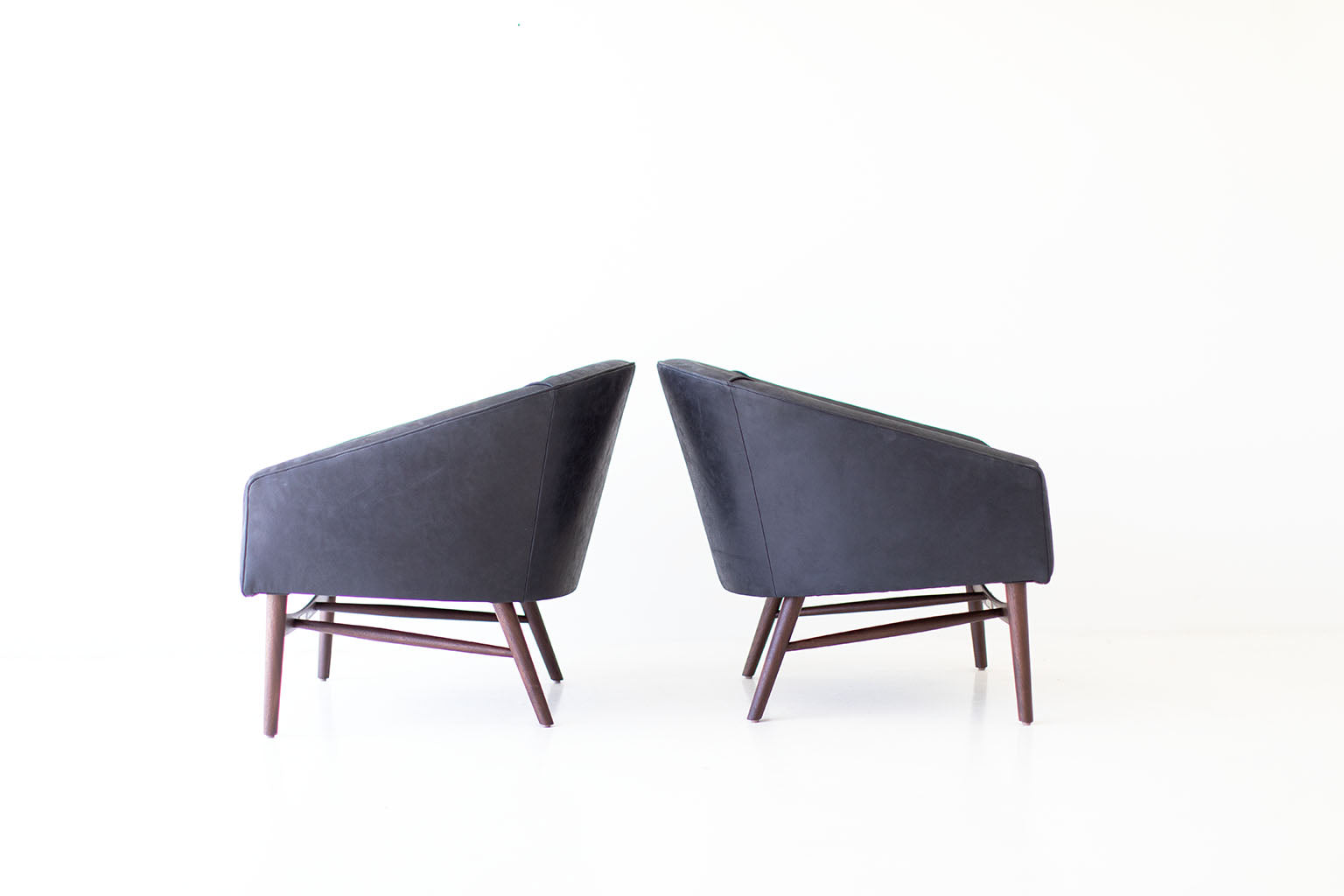 Lawrence Peabody Club Chairs — Modern Luxury Lounge Chairs in Oak & White Thick Weave Fabric or Walnut & Leather by Craft Associates®