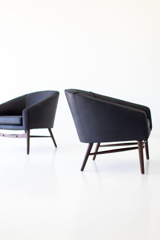 Back view of the Peabody walnut club chair frame