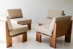 Modern solid oak Chile side chair photographed against a white backdrop
