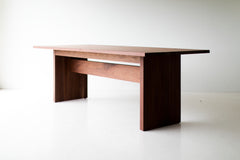 Close-up of the walnut wood grain on The Toko dining table