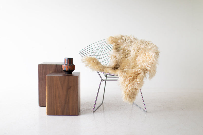 Bertu Home walnut stump table shown at an angle