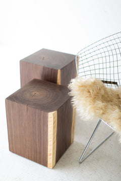 Side profile of the walnut side table