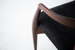 Front view of the standard leather seat on the Peabody cane back dining chair