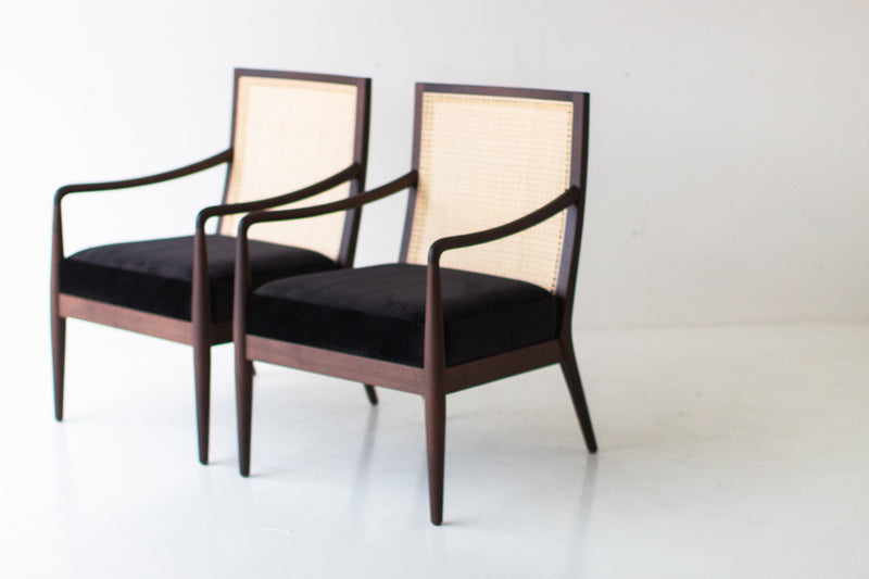 Detail of the leather seat upholstery on the Peabody armchair