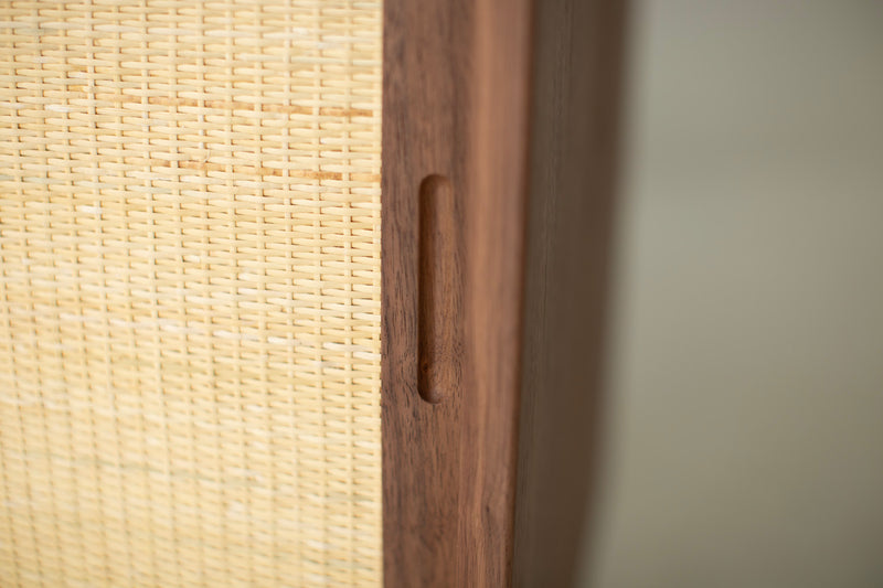 Front view of the credenza's solid wood frame