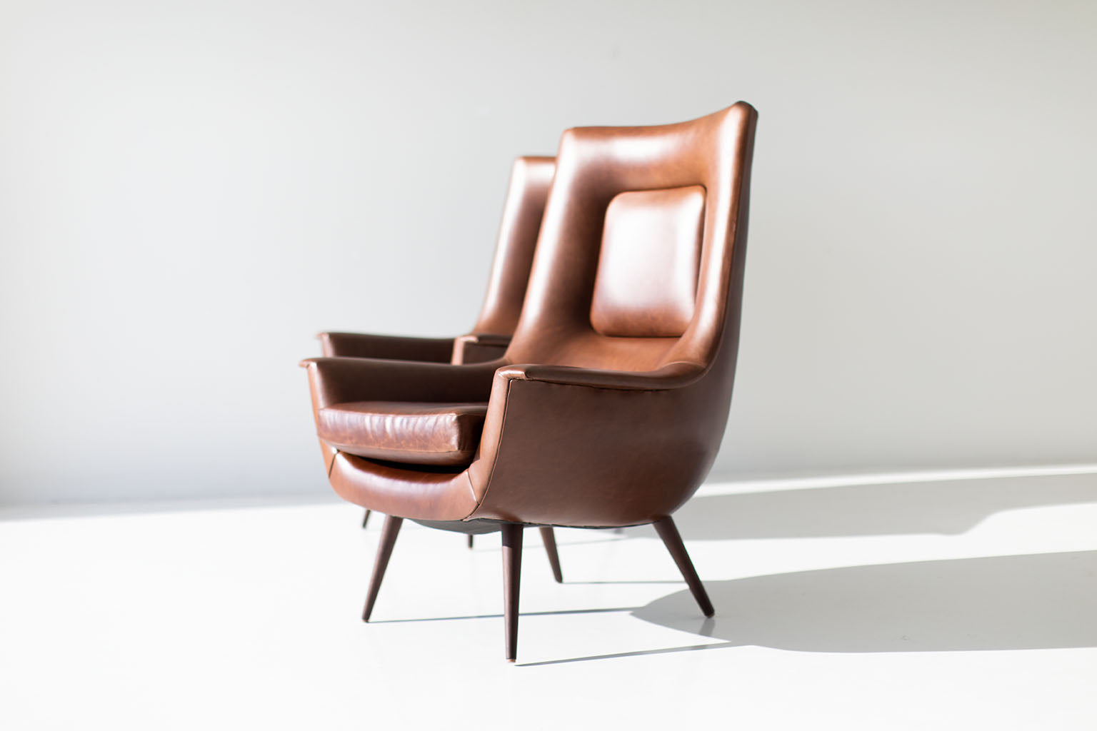 Craft Associates® Lawrence Peabody High Back Chair — Modern Luxury Wing Chair in Walnut