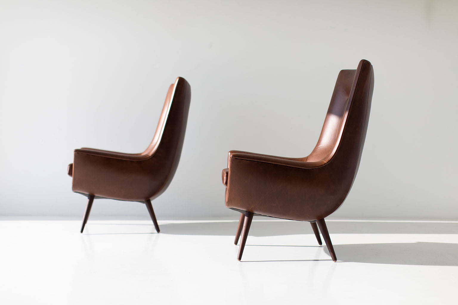 Craft Associates® Lawrence Peabody High Back Chair — Modern Luxury Wing Chair in Walnut