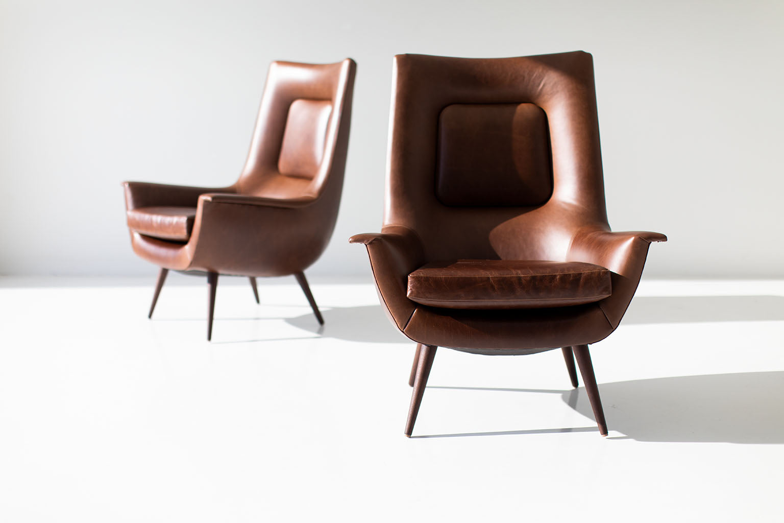 Craft Associates® Lawrence Peabody High Back Chair — Modern Luxury Wing Chair in Walnut