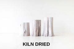 Handmade red cedar tree stump side table with white-wash finish