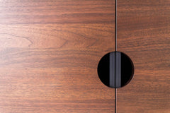Side profile of the modern luxury walnut credenza