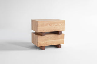 Modern luxury white oak nightstand from the Santa Fe collection, front view