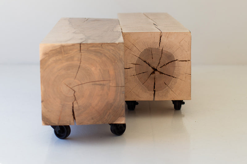 Close-up of the natural wood grain and cracking