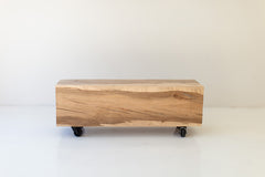 Aspen modern wood coffee table styled in a bright interior