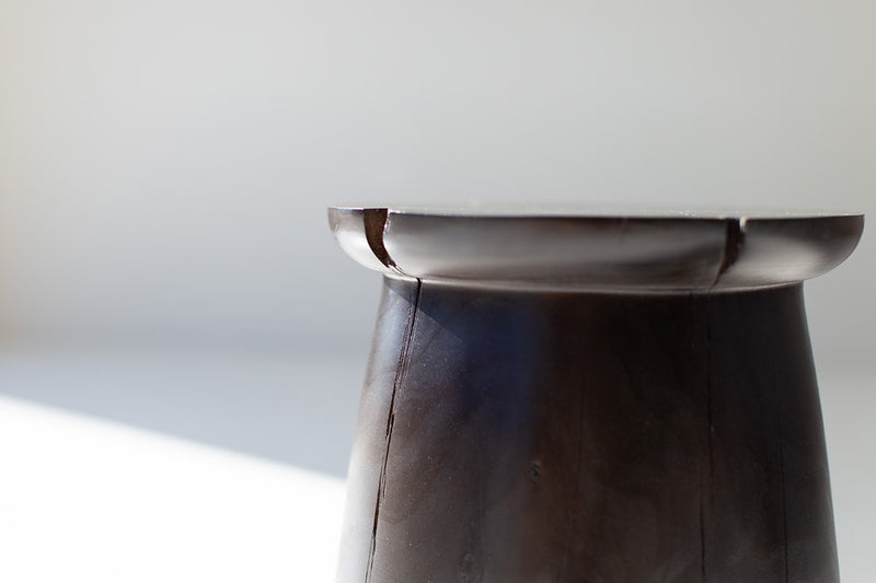Close-up of the aged commercial-grade finish