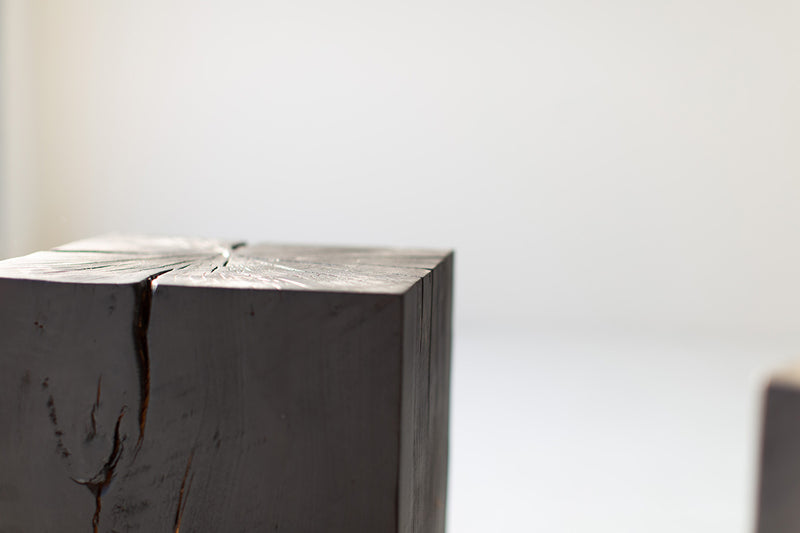 Stump table styled as a nightstand