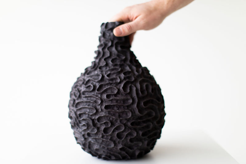 Hand-built ceramic vase by Suzy Goodelman for Craft Associates, front view