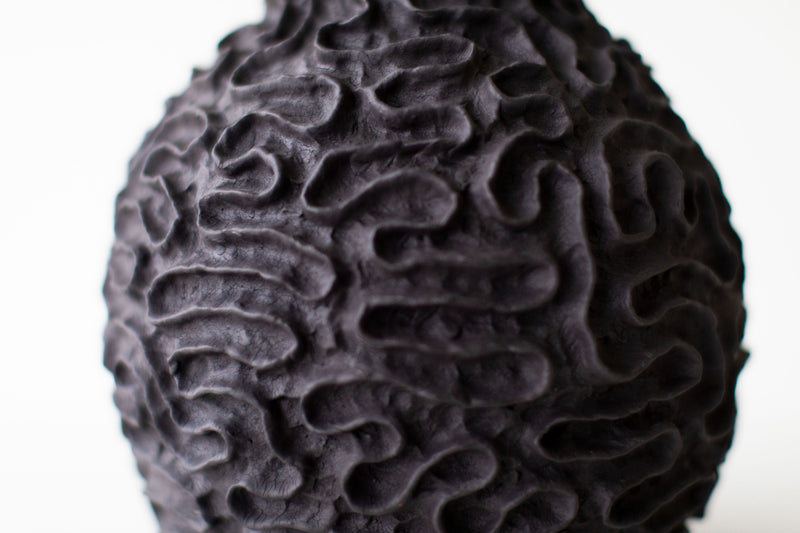 Suzy Goodelman ceramic vase showing coiled and pinched clay texture