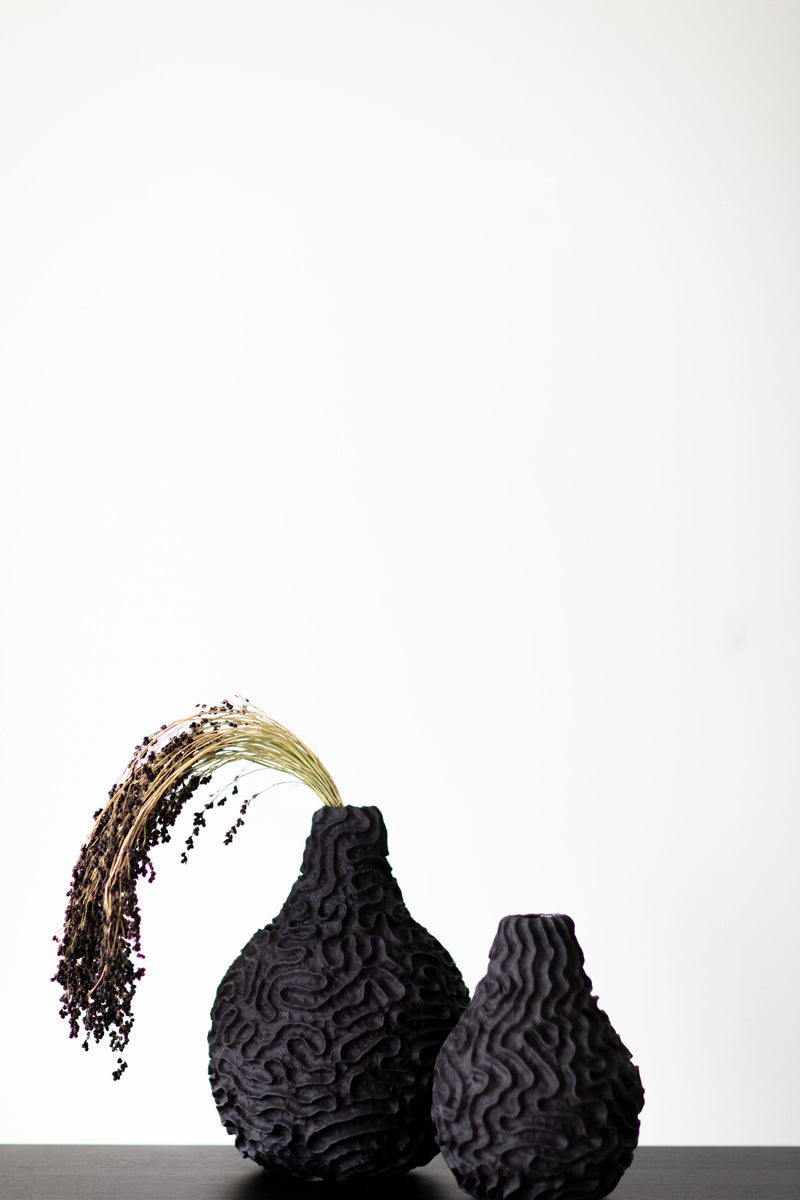 Detail of the clay coiling technique on the vase