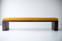 Close-up of the thick-weave upholstered top
