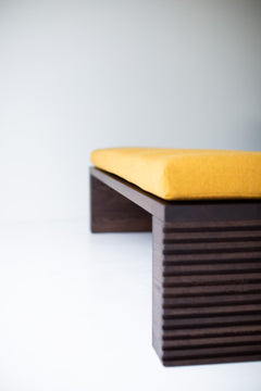 Top-down view of the upholstered bench top