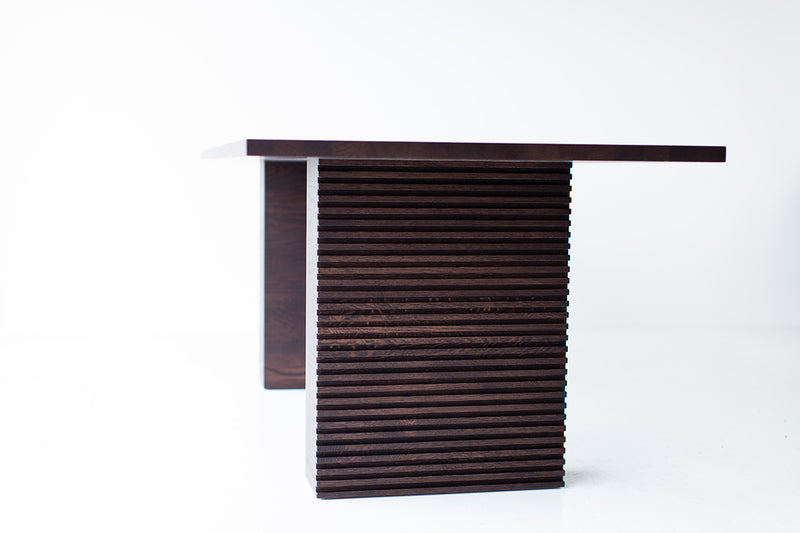 Detail of the walnut commercial-grade finish