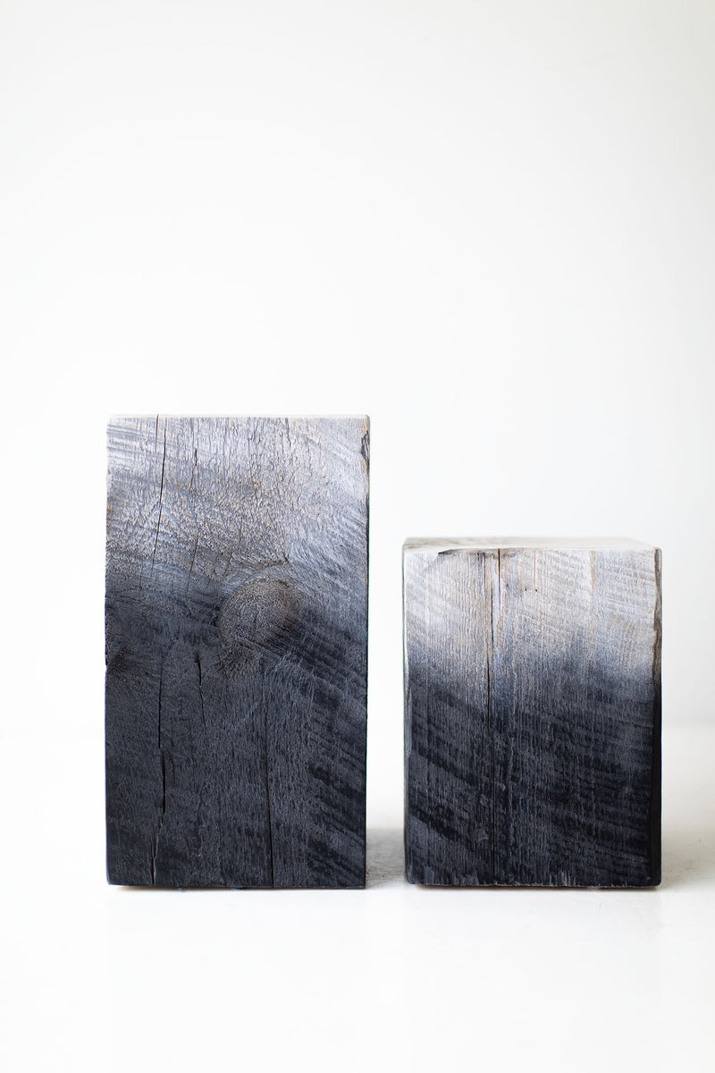 Detail of the commercial-grade finish on the modern wood stump table top