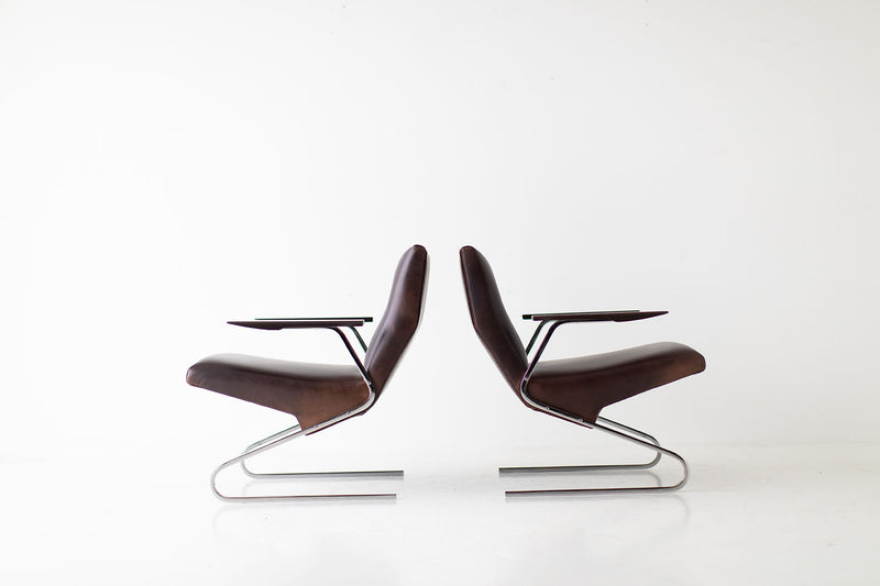 Georges Van Rijck Leather Lounge Chairs for Beaufort