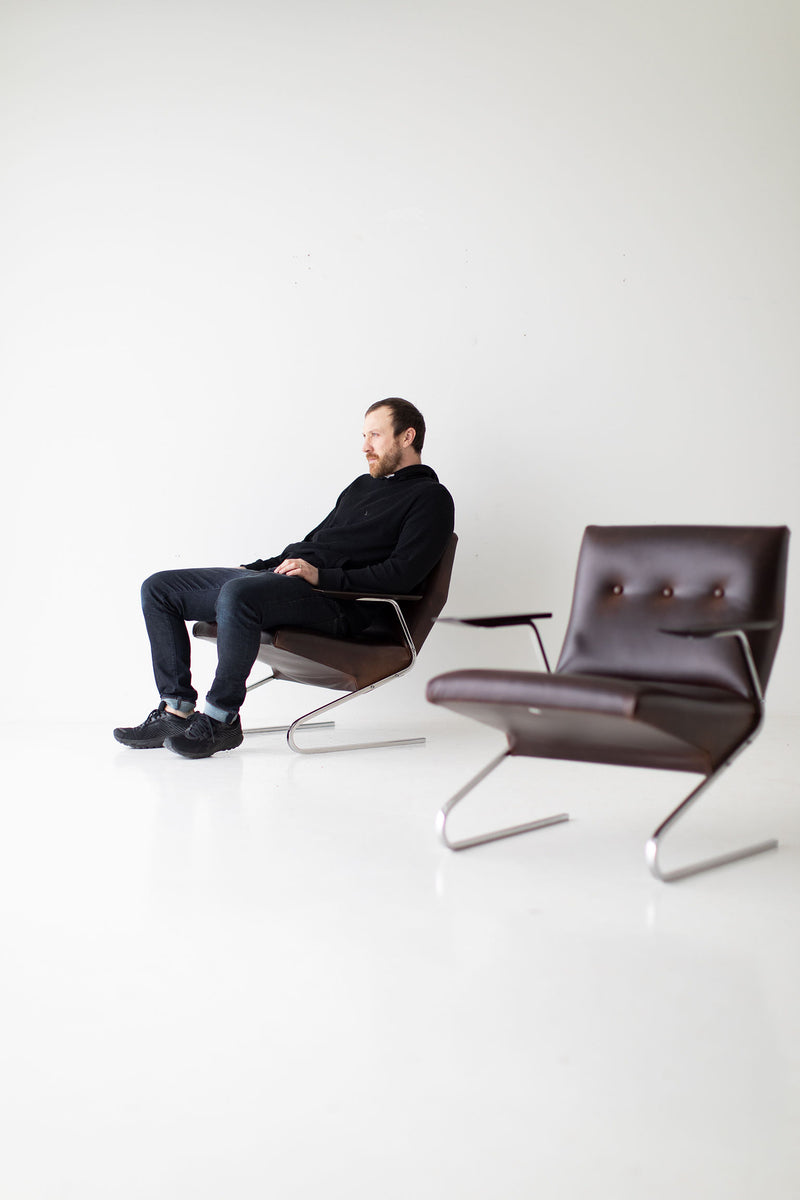 Georges Van Rijck Leather Lounge Chairs for Beaufort