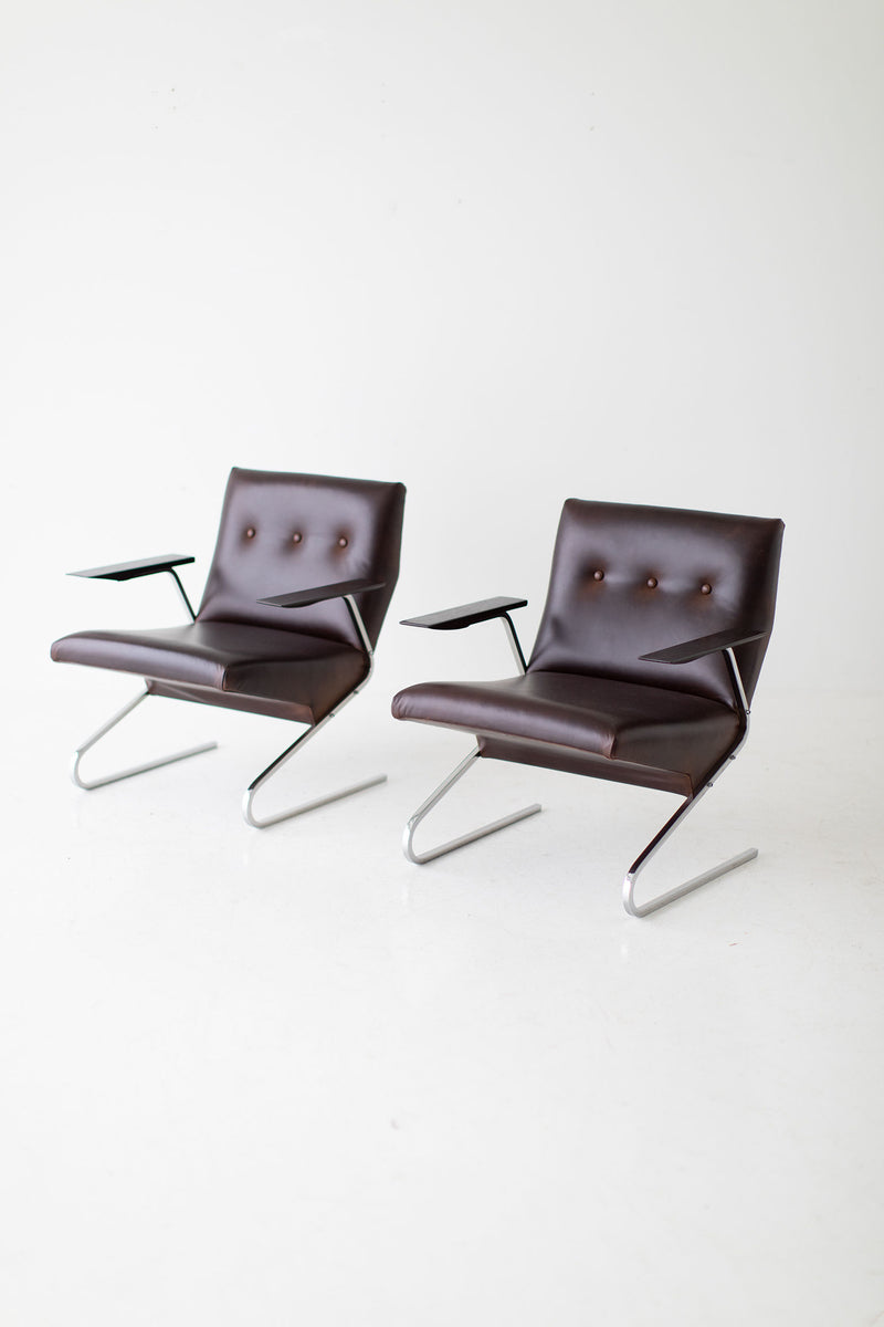 Georges Van Rijck Leather Lounge Chairs for Beaufort