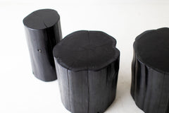 Detail of the red cedar wood grain under the black finish