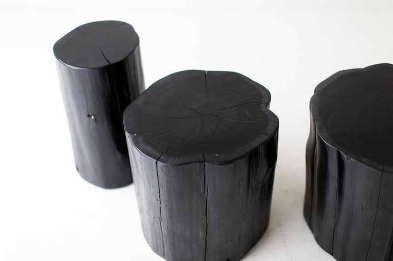 Detail of the red cedar wood grain under the black finish