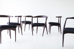 Craft Associates Peabody dining chair showing hand-bent walnut arm frame