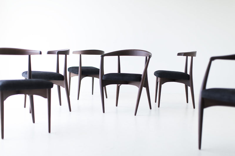 Craft Associates Peabody dining chair showing hand-bent walnut arm frame