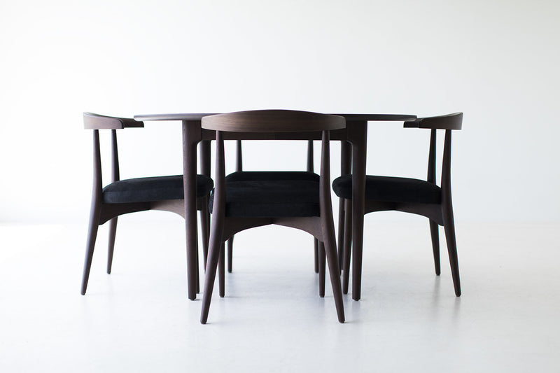 Side profile of the Lawrence Peabody walnut dining chair