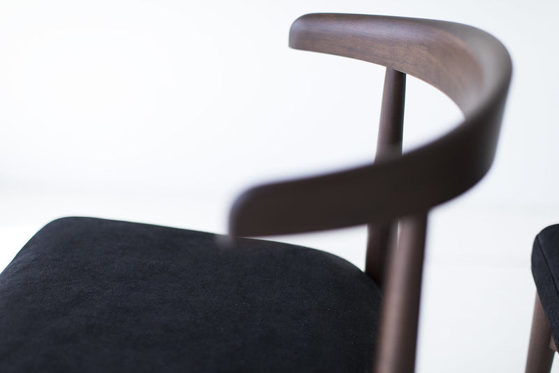 Close-up of the leather seat on the Peabody dining chair
