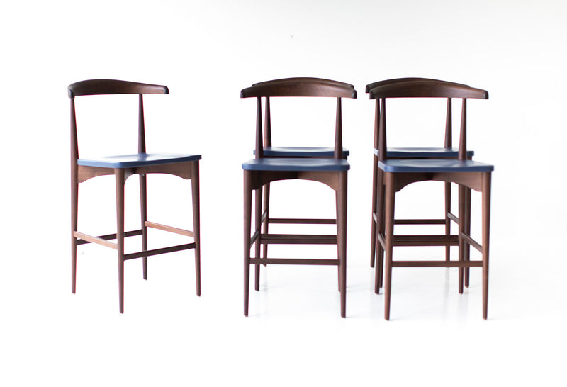 Craft Associates Peabody bar stool showing hand-bent walnut frame