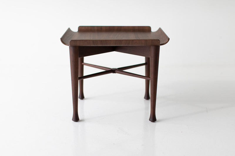 Craft Associates Peabody side table showing solid walnut construction