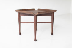 Side profile of the modern Peabody walnut side table