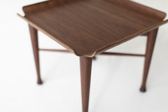 Close-up of the walnut wood grain on the Peabody side table